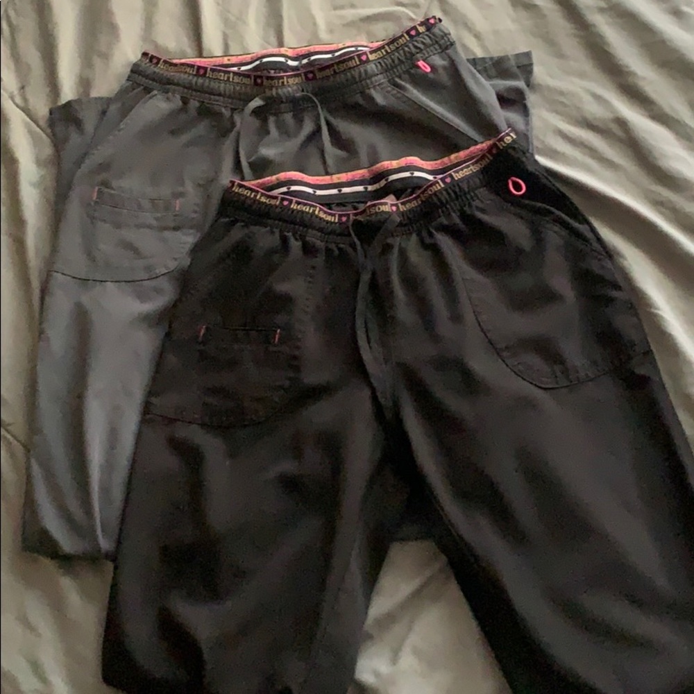 2 Pair Heartsoul Black Scrub Pants